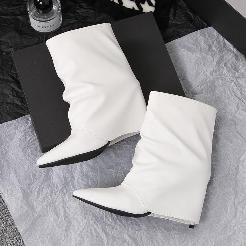 Women'S Slim Heel Shoes Winter New Pointed Sleeve Anti-Slip Wear-Resistant Temperament Pant Short Boots