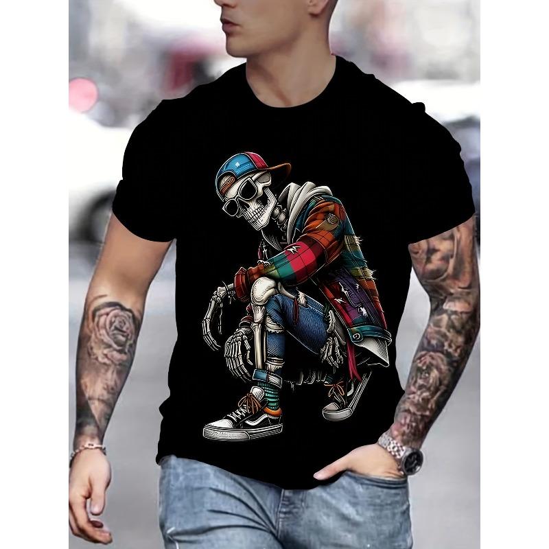 

European sizes Men s 3D Print Fashion T-Shirt - Casual, Machine Washable, Round Neck, Non-Transparent - Perfect for Summer 4XL