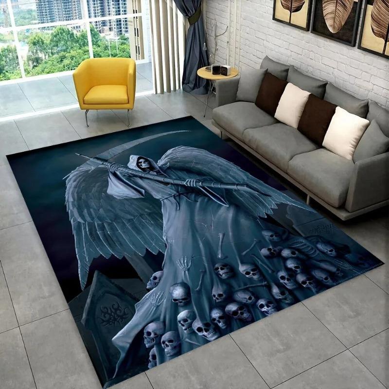 Grim Reaper Death Skull Gothic Area Rug,Carpet Rug for Home Living Room Bedroom Sofa Doormat Decor,kids Non-slip Floor Mat Gift