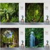 Tropischer Regenwald Landschaft Duschvorhänge Wald Wasserfall Schöne Naturszenerie Luxuriöse Badezimmer Dekoration Bildschirm Mit Haken