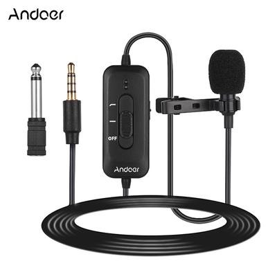 AD-M2 Omni-directional Clip-on Lavalier Microphone 3.5mm Plug Condenser Mic with 6.5mm Audio