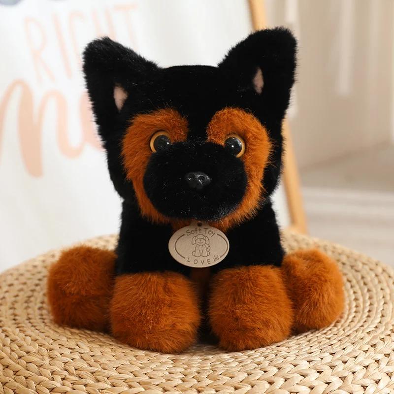 New Cuddly Sitting Little Wolf Dog Plush Toys Soft Fluffy Husky Puppy Doll Lovely Companion Pets Children Birthday Gift 2 черный коричневый