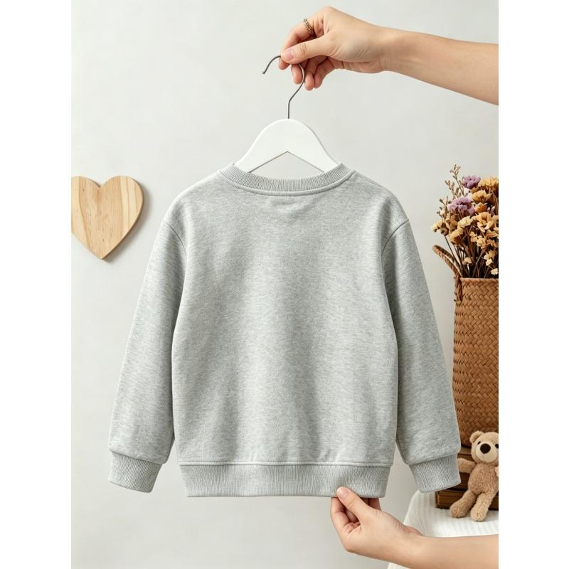 Girl's Round Neck Sweatshirt, Trendy and Quirky Graffiti Joyful Face Themed Girls' Sweatshirt Apparel