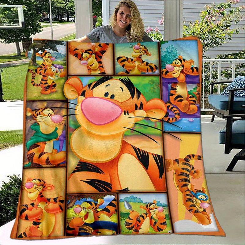 Tigger Decke Ultra-Weich, Warm, Gemütlich Überwurf für Wohnzimmer, Sofa, Ganzjahres-Reiseaccessoire Niedlicher Zeichentrickfigur Heimdekoration