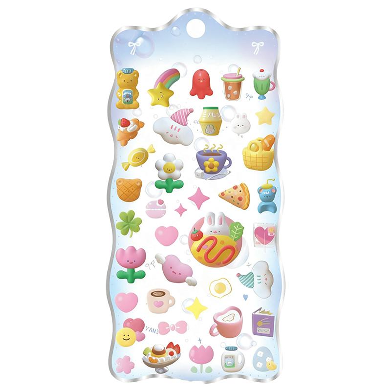 1Sheet Cute Crystal Jelly Patch Cartoon Relief Sticker Candy Planets Bread Ocean Creative Stationery Stickers School Rewards ZYF