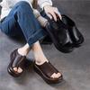 Johnature Ciabatte Zeppa Donna Suola Spessa Vera Pelle Comode Retro Sandali da Esterno