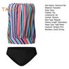 2Pcs/Set Women Swimsuit Set Bandeau Sleeveless Striped Print Swimming Tops High Waist Swimming Trunks Set Beachwear