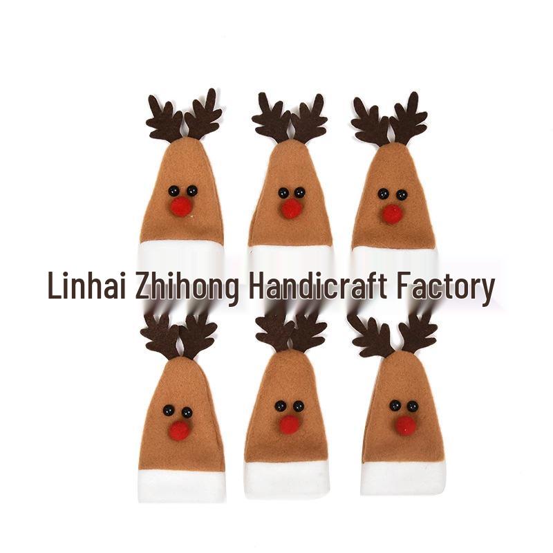 Christmas Reindeer Mini Hat Wine Bottle Cover and Cutlery Pocket Set 2020