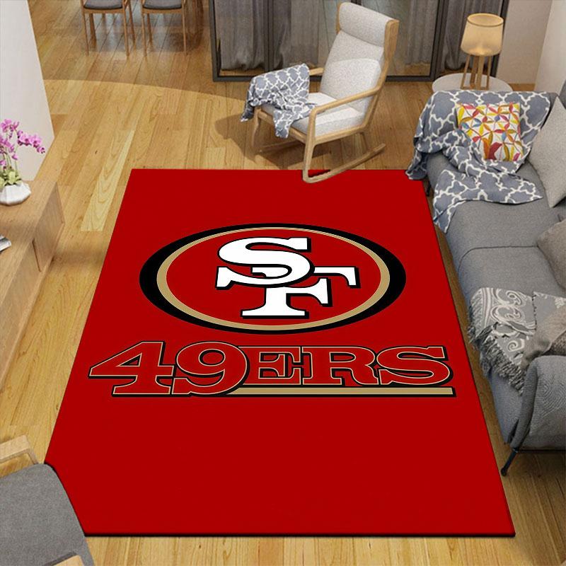 San Francisco 49ers Flanell bedruckter Teppich, Heim-Sofadekoration für Wohnzimmer & Schlafzimmer, Rutschfeste Spiel-Flanell-Fußmatte für Spielzimmer