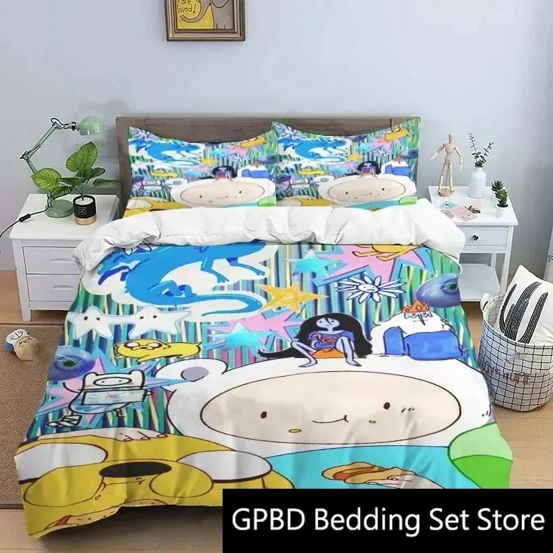 3D Print Cartoon Adventure Time Bedding Set Double Twin King Duvet Cover Comforter Pillowcase Boys Girls Adults Bedroom