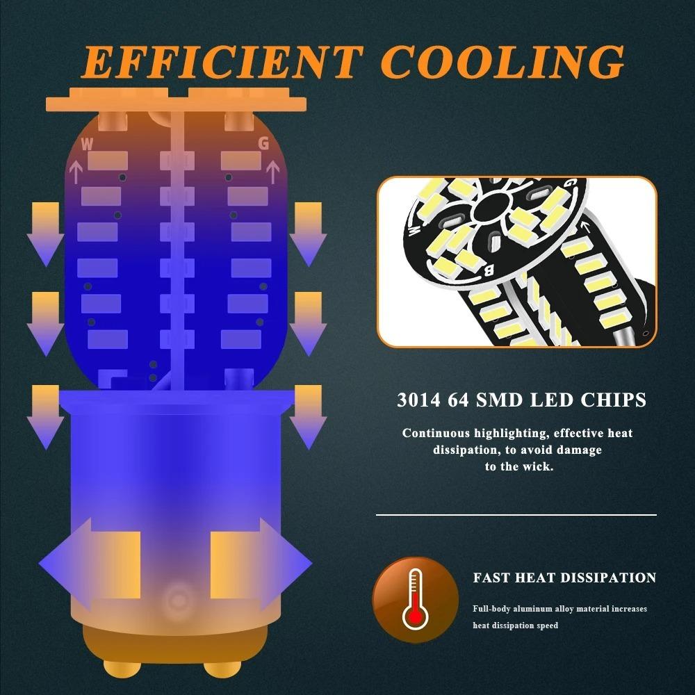 64SMD Strobe Brake Light 1157 LED Easy To Install Motorcycle Turn Signal Tail Lamp Long-life Rotating Explosion Flash