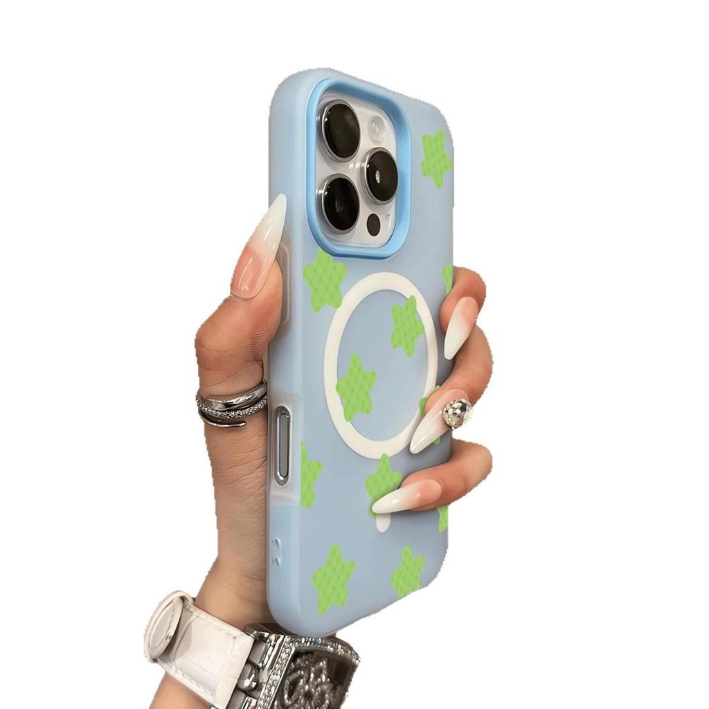 Magnetic Jelly Two-in-one Mobile Phone Case for Apple 15promax Mobile Phone Case New Girls Frosted Simple Style