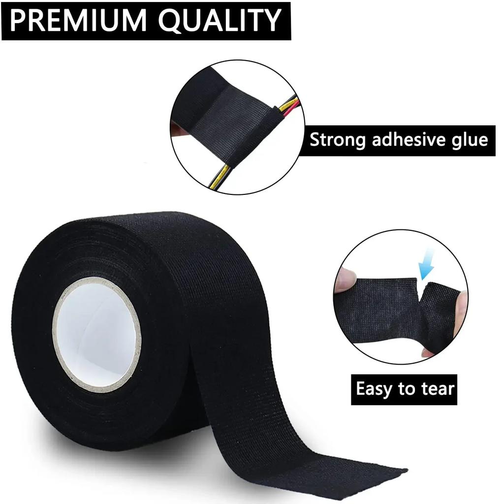 10M Electrical Tape Heat-resistant Harness Insulation Auto Wiring Fabric Cloth Wrap Waterproof Cable Organizer Adhesive Tapes