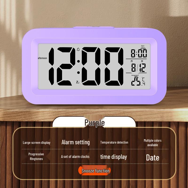Multifunctional Smart Student Alarm Clock: Extra Loud, Silent, Rechargeable, with Temperature Display and Night Light