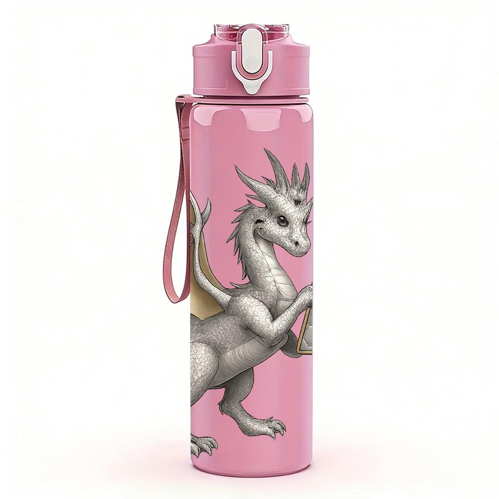 1PC Dragon Letter A Combine 750ml Color Plastic Sports Water Bottle Leakproof Flip Straw Lid Suitable for Sports Office Home Use