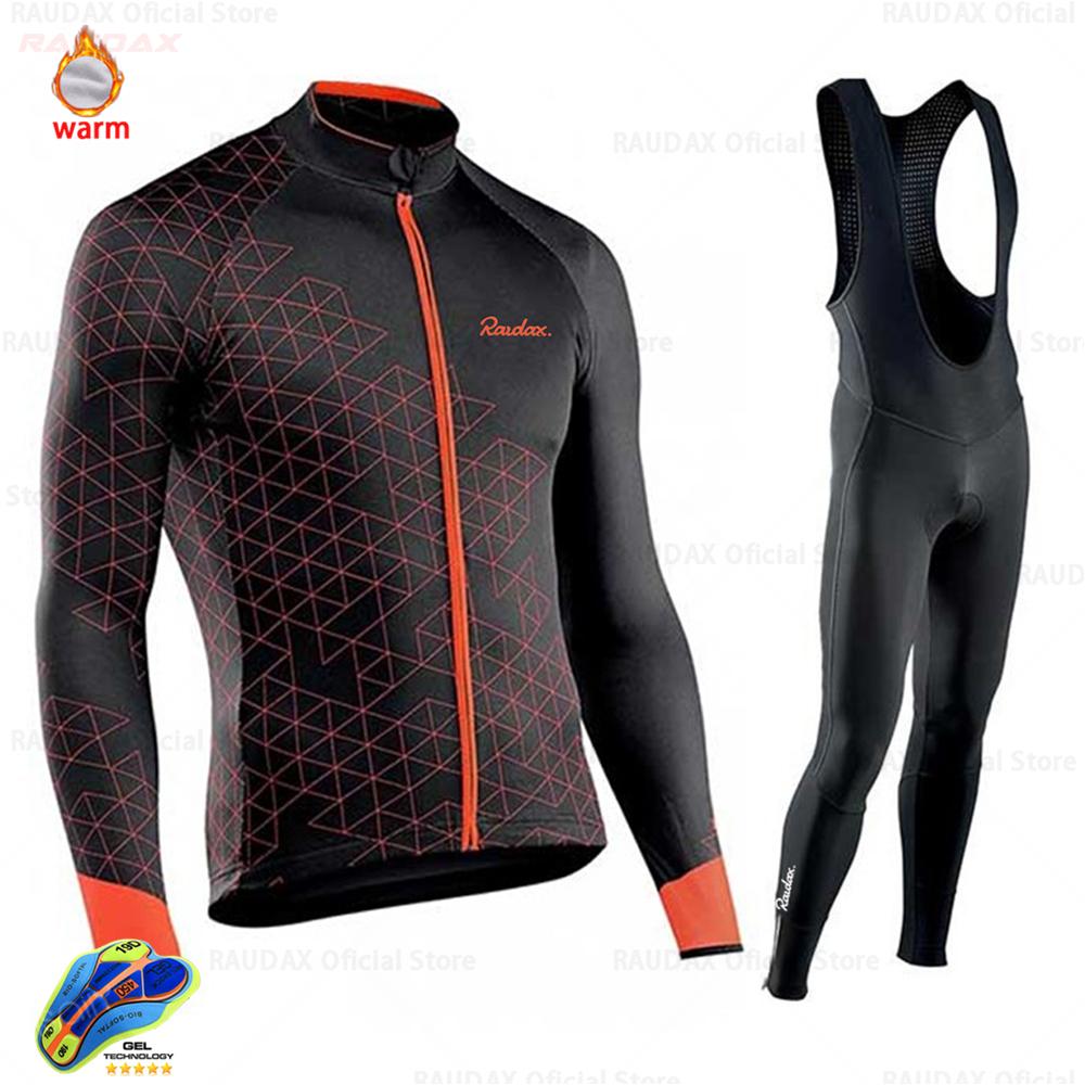 2027 Our Team Raudax Cycling Jersey Set Road Bike Winter Cycling Clothing MTB Cycling Bib Pants Men Ropa Ciclismo Thermal Fleece