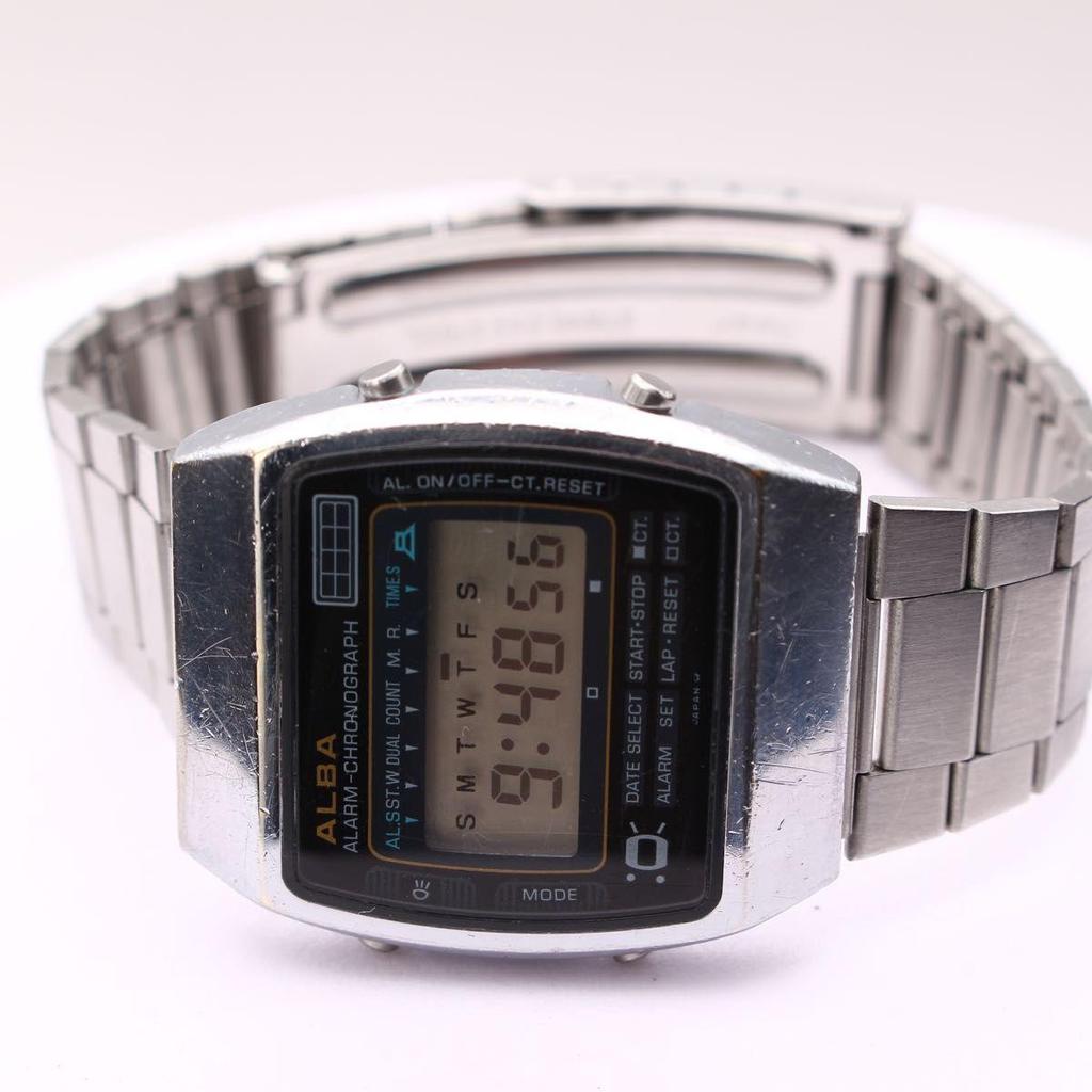 Used Rare SEIKO ALBA Digital Men's Watch 80's Vintage Chronograph Y749-4010 Alarm Retro