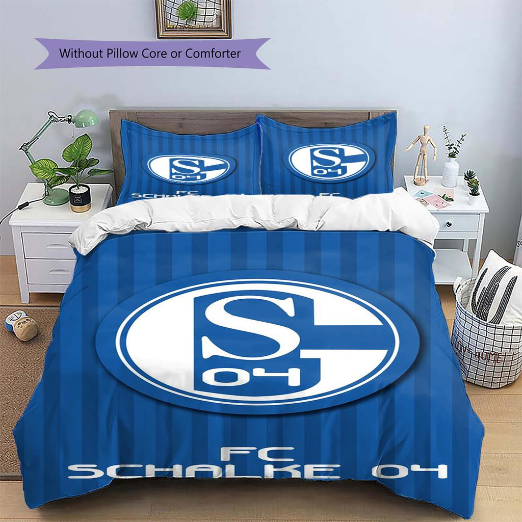 FC Schalke 04 Pattern Bedding Set Quilt Cover Pillowcase Home Decor Gift (1 * Duvet Cover + 2 * Pillowcase, Without Core)