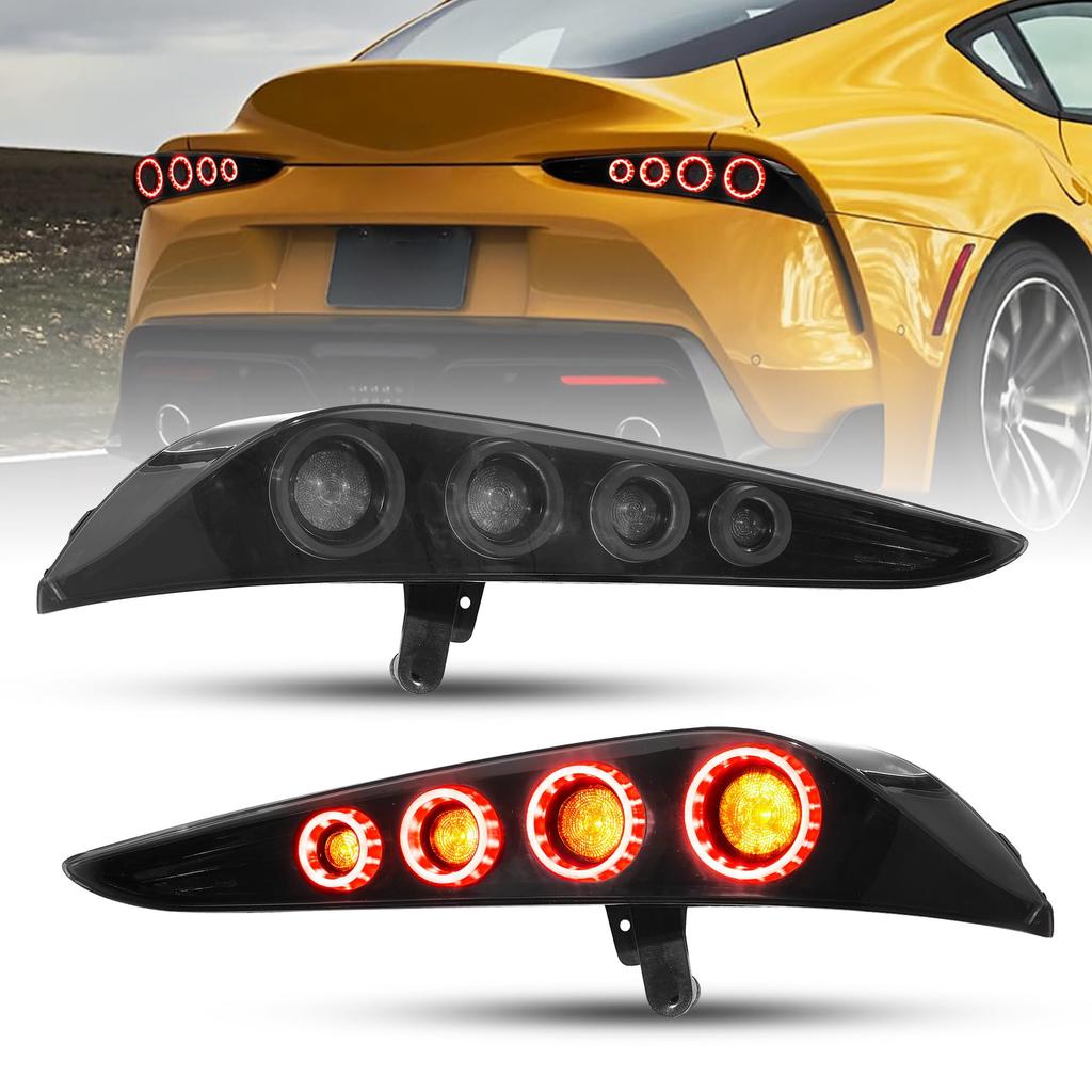 VLAND LED Taillights with Flowing Turn Signals and Opening Motion for Toyota GR Supra of Smoked and Compatible with Toyota GR Supra 5th Gen J29/DB