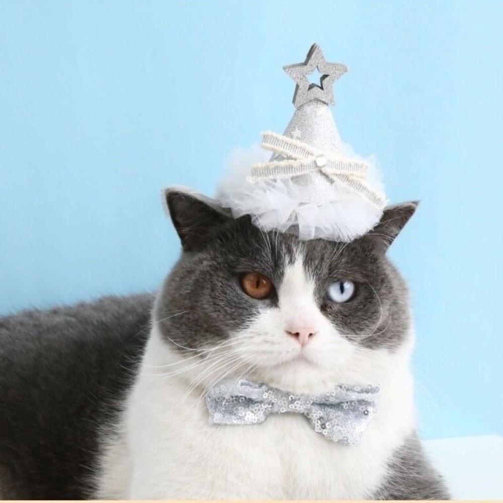 Adjustable Cat Birthday Party Hat Star Sequins Dog Party Headband Pet Star Hat  Pet Birthday Party