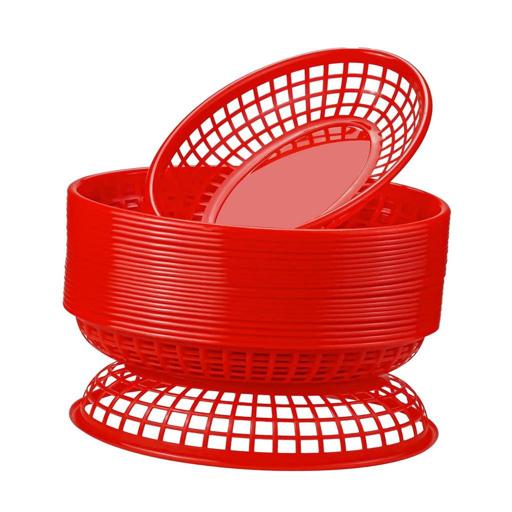 24 Oval Baskets Bread Frying Serving Trays Retro Storage for Restaurants Picnics