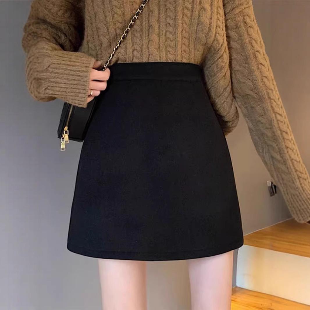 

Юбка А-силуэта из шерсти большого размера - Осень/Зима 2024, Скрывающая живот, Стройнящая, Плотная, Мини-юбка в обтяжку для женщин 3XL