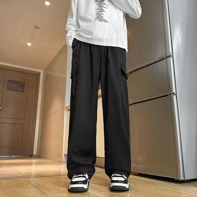 American Overalls Men's Autumn High Street Loose Straight Long Pants Trendy Multi-pocket Ruffian Handsome Casual Pants