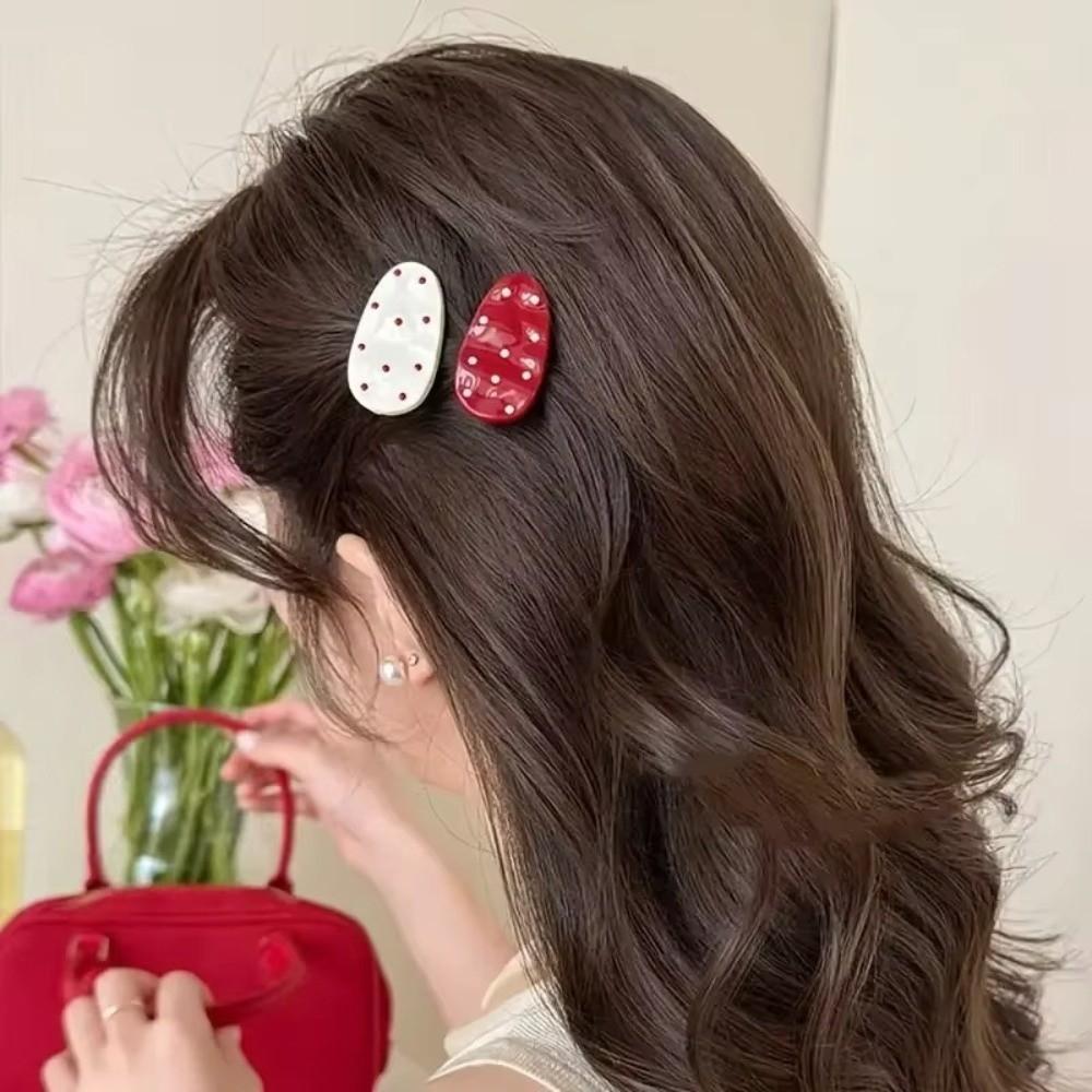 Fashion Red Retro Hair Clip Seamless Headdress Hair Barrettes Polka Dot Bowknot Hairpin for Women Girls