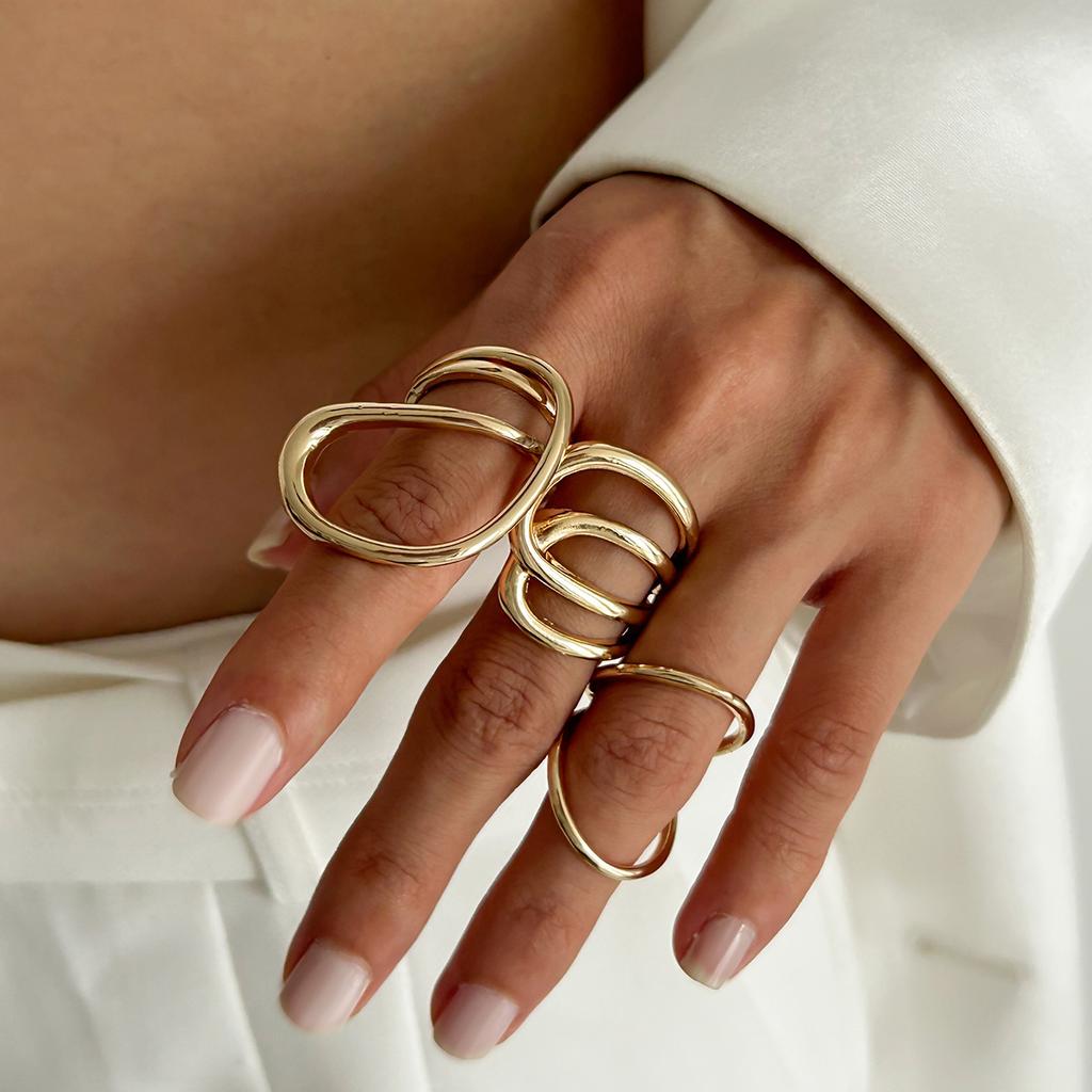 Metal Line Hollow Joint Ring, Design Sense Geometric Irregular Ring Ring Ring Ring