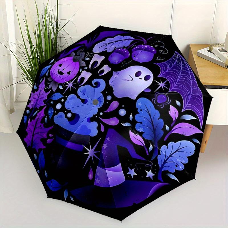 

1pc Ghost Pumpkin Halloween Ideas Pattern Automatic Umbrella is Fashionable and Good-Looking, a Portable 3-Fold Umbrella, Suitable for Trave