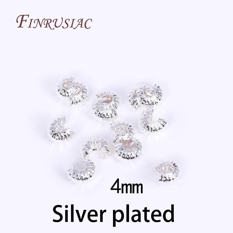 14K/18K Gold Plated 4mm Round Crimp Bead Covers,Strip Pattern Crimp Accessories Stopper Beads DIY Jewelry Making Findings