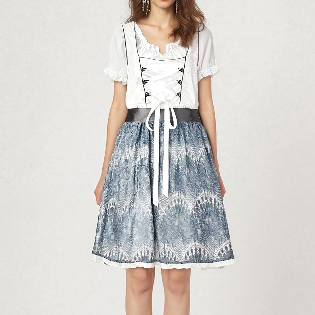 Costum Festivalul Berii Costum de Scenă Bavarez pentru Femei Rochie cu Decolteu Pătrat cu Imprimeu Floral