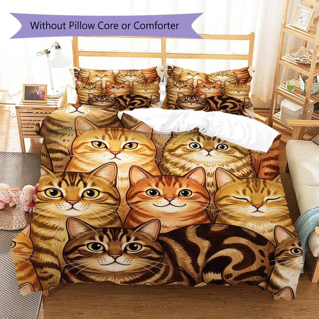 Civet cat Pattern Bedding Quilt Set Quilt Cover Pillowcase Home Decoration Birthday Gift (1 * duvet cover + 2 * pillowcase, without core)