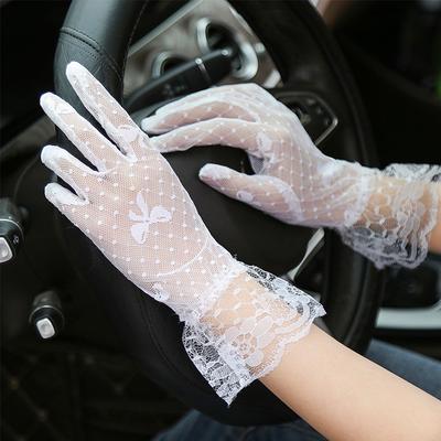 Gothic Sunscreen Short Full Finger Driving Tulle Mittens Bridal Gloves Mesh Gloves Lace Gloves