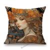 Mucha Style Floral Princess Girl Pink Purple Blue Pretty Flower Daughter Room Decoration Sofa Pillow Case Spring Cushion Cover
