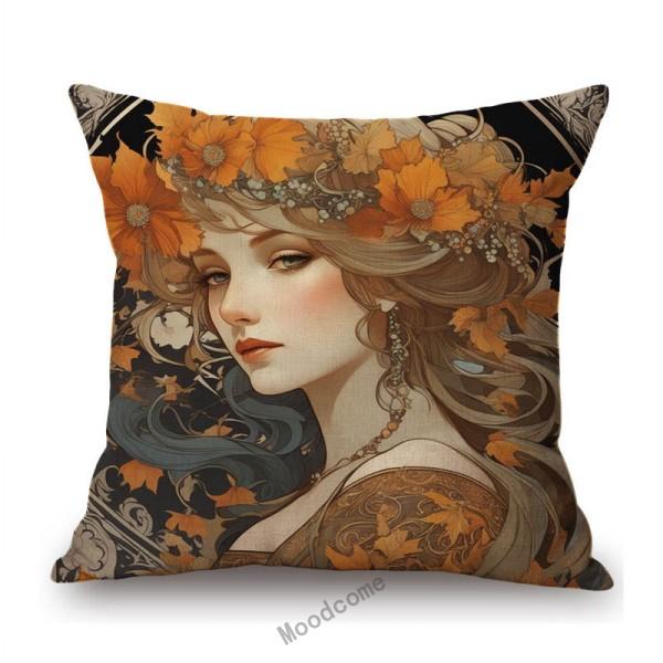 Mucha Style Floral Princess Girl Pink Purple Blue Pretty Flower Daughter Room Decoration Sofa Pillow Case Spring Cushion Cover