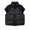 Popular knitted splicing vest short, cotton clothes vest women's stand-up collar loose jacket thickened rim clip