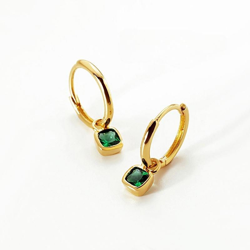 Серьги из стерлингового серебра 925 пробы с зеленым натуральным камнем 925 silver