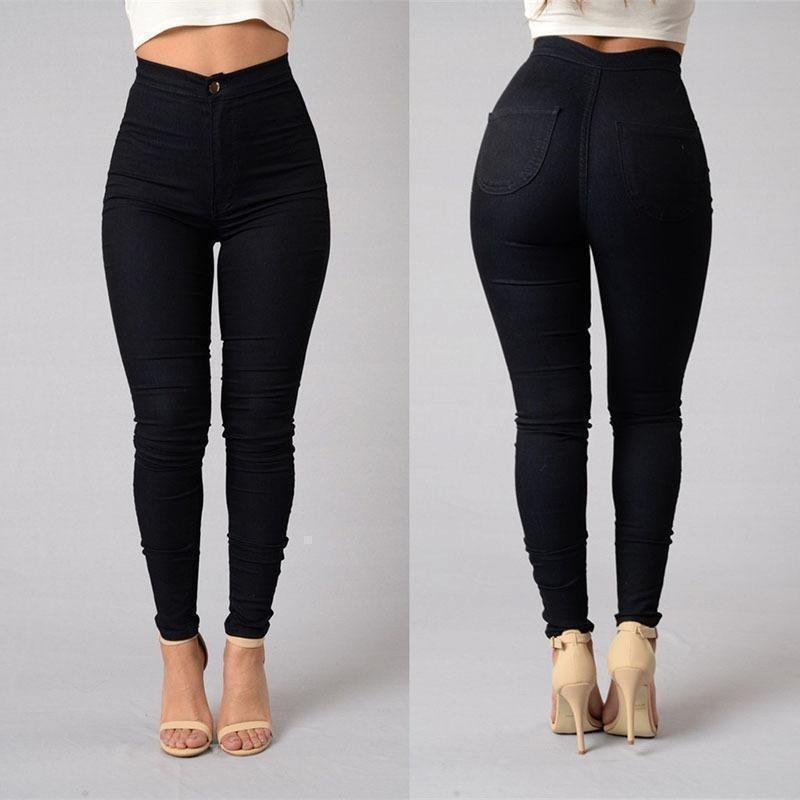 Women's Casual Jeans High Waist Leggings Stretch Skinny Jeans Candy Color Jeans