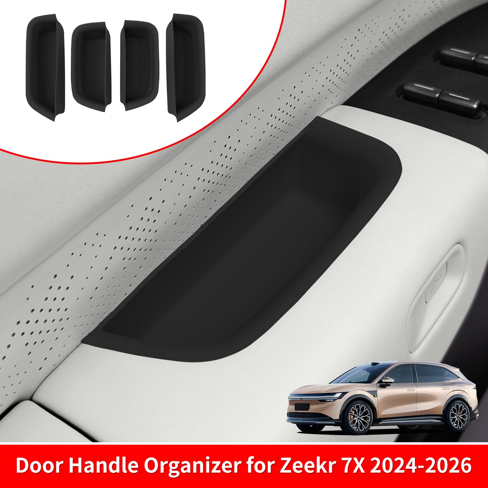 for Zeekr 7X 2025-2026 Car Door Side Storage Box Case Door Handle Anti Dirty Storage Tray Silicone Accessories 4PCS