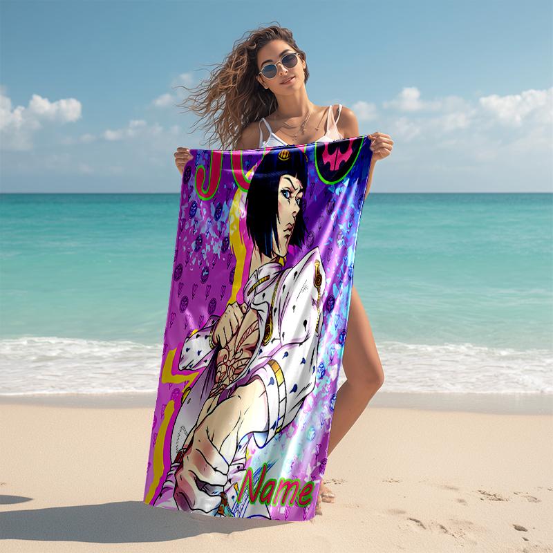 Personalisierte, maßgeschneiderte Strandhandtuch-Muster mit JoJo's Bizarre Adventure - weich, saugfähig, schnelltrocknend, perfekt für Schwimmen, Camping & Baden