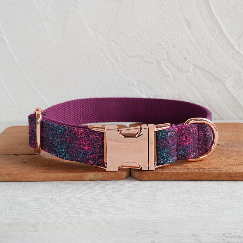MUTTCO Luminous Forest Dog Collar & Leash Set with Rose Gold Buckle (UDC-192M) L