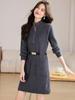 Korean Style Red Knit Zipper Dress for Women - Autumn/Winter 2025