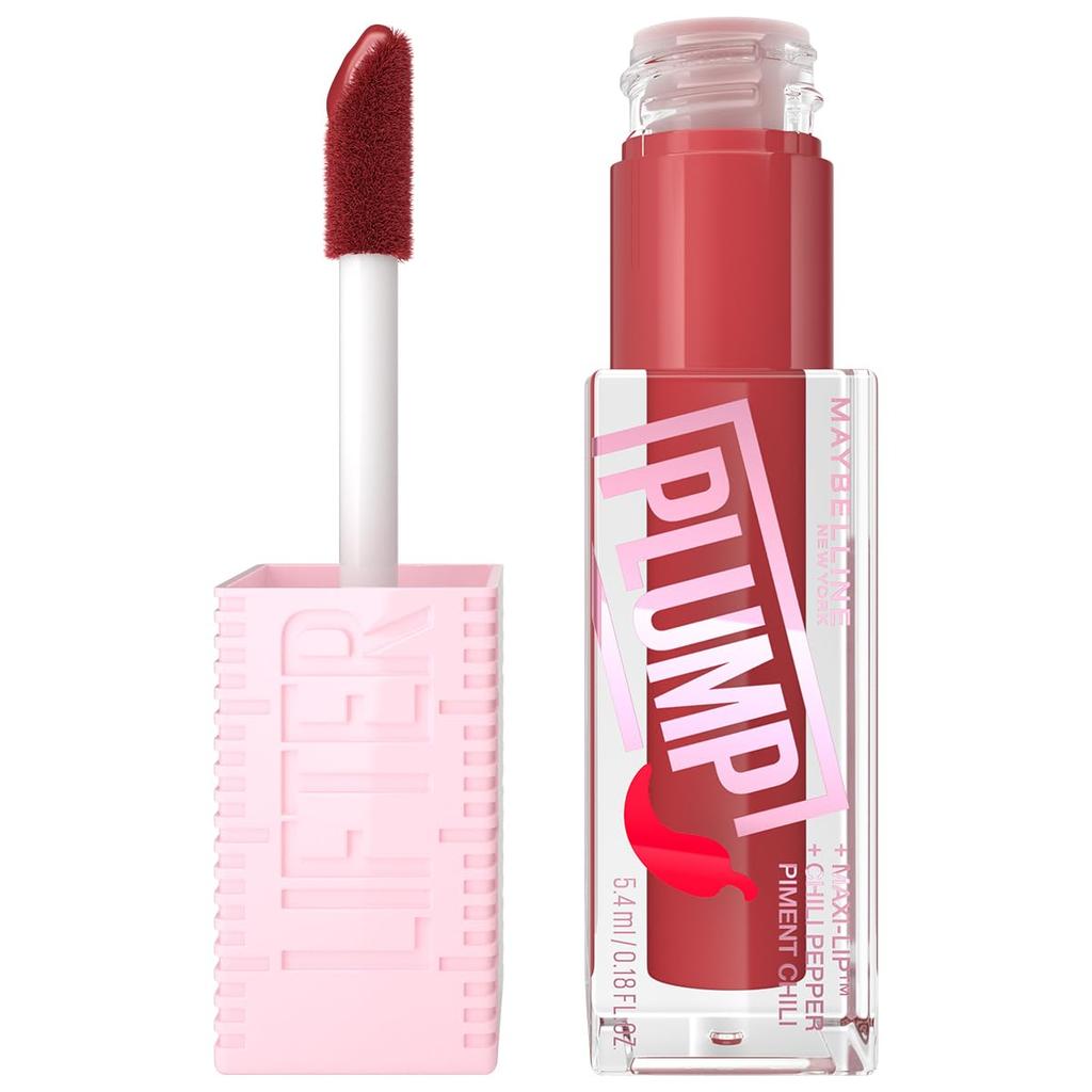Maybelline New York Lifter Plump Lip Gloss Hot Chili 5ml With XL Wand For Instant Lip Volume Shine And Lasting Glossy Plump Effect