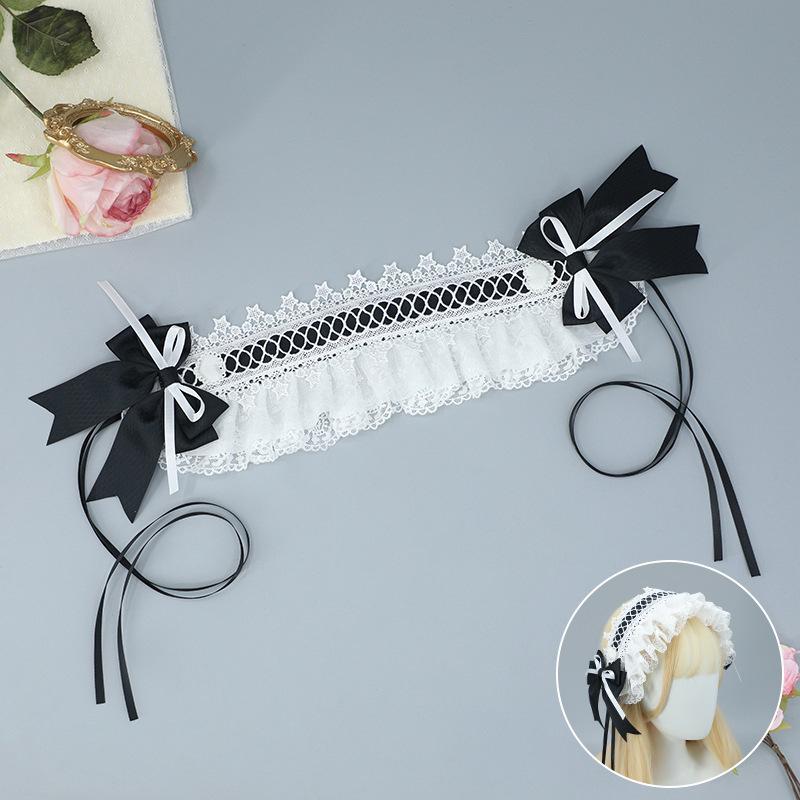 Handmade Bow Lace Headband Japanese Girl Lolita Hairpin Soft Cute Two-dimensional Headgear Cute Sister Hair Accessories