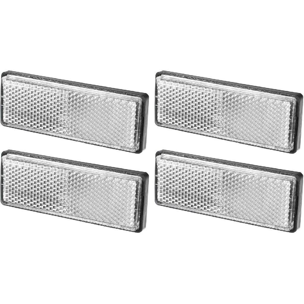4pcs 3.46 x1.26  Universal Reflector - Rectangle Motorcycle Bike Safety Reflector Increase Visibility and Safety on The Road - Plastic White