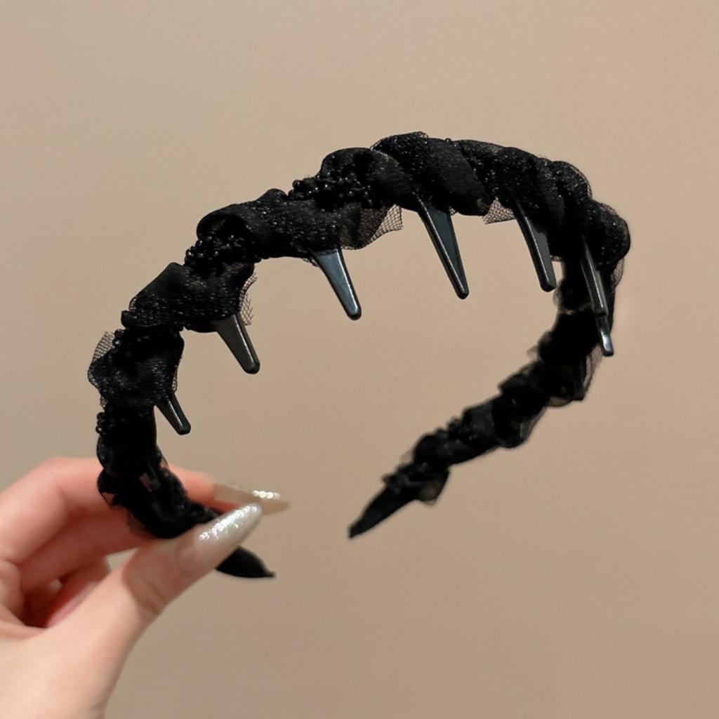 Fascia per capelli senza denti per tenere indietro la frangia e i capelli corti, accessori per capelli neri e marroni per il lavaggio del viso per donne