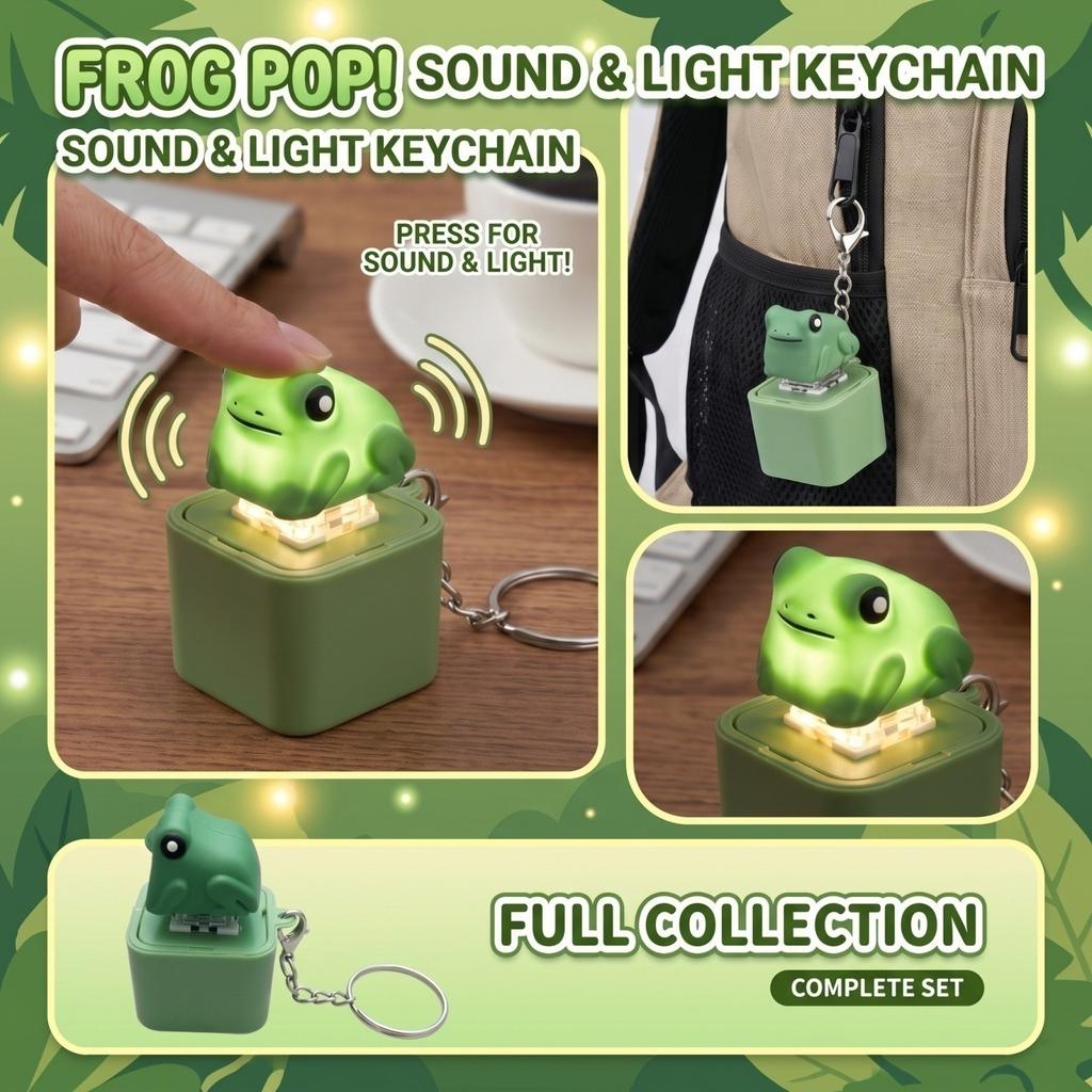 Stress Keychain with Press to Light Up and Sound Effect, Cute Toy Keyring, Button Battery Included