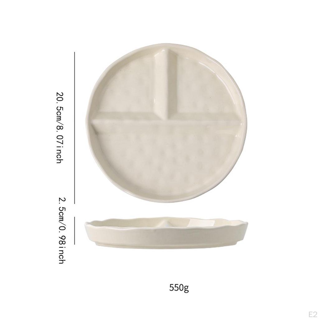 Adult Divided Plate, Serving Tray, Non-Slip Snack Housewarming Gift, Ceramic Tray for