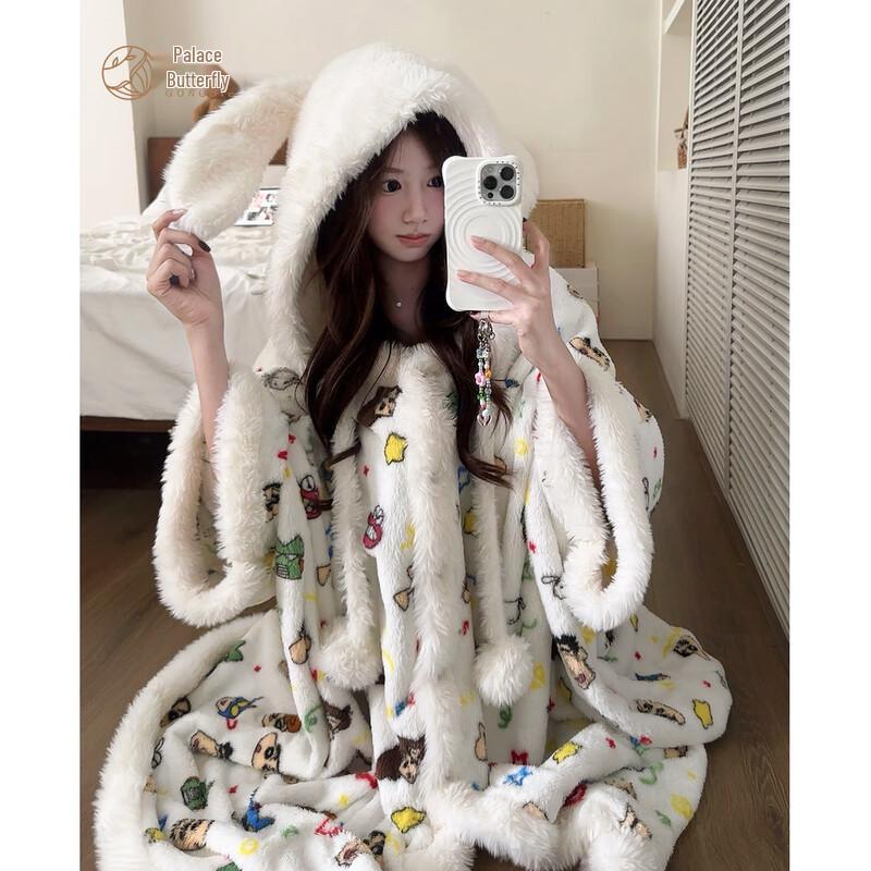 Crayon Shin-chan Women s Thickened Coral Fleece Sleeprobe M